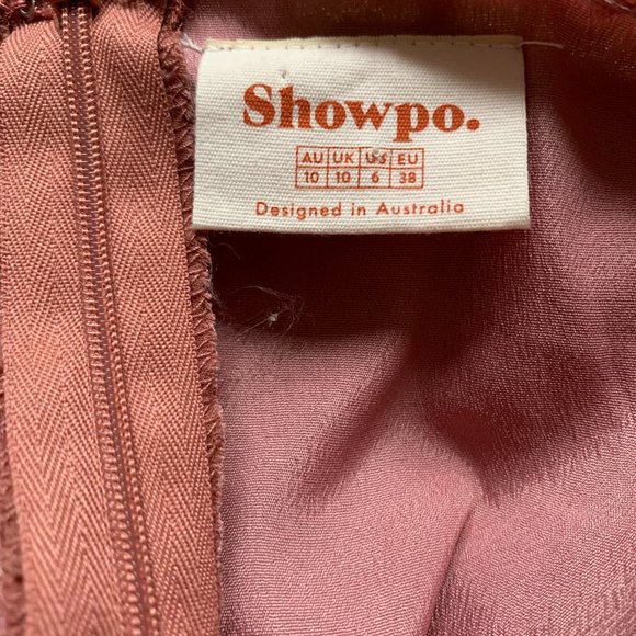 SHOWPO GEORGETTE CORAL V-NECK RUFFLE DRESS SIZE 6 DESIGNED IN AUSTRALIA - Picture 6 of 7